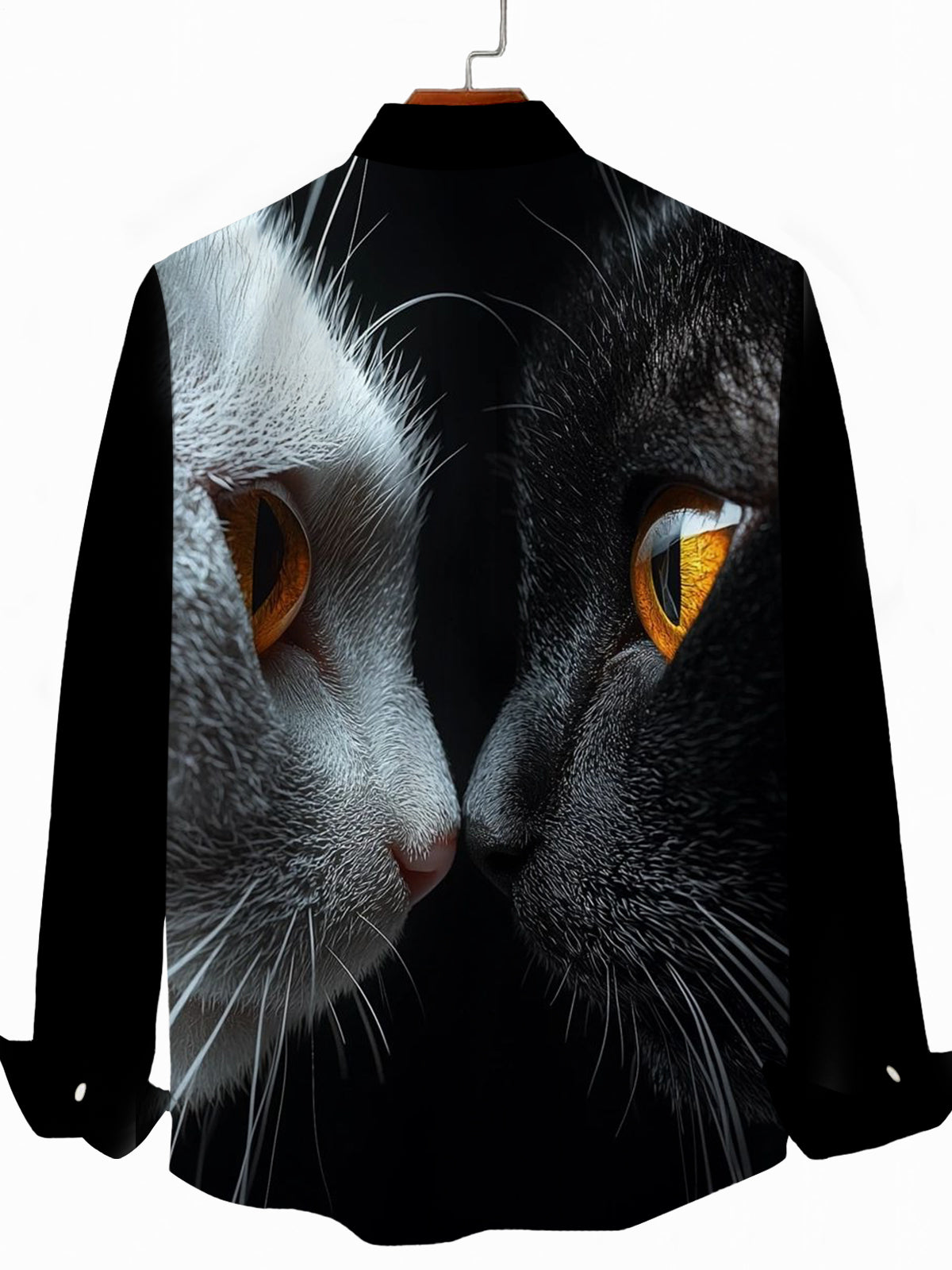 Cat Print Men's Pocket Long Sleeve Shirts