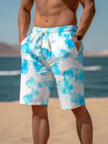 Tie Dye Print Men's Shorts With Pocket