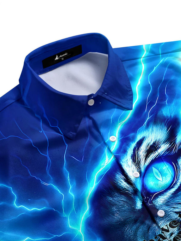Men's abstract print short sleeve shirt side view