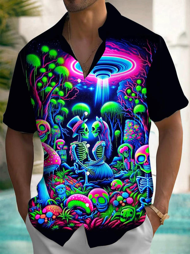 men's mushroom print shirt front view