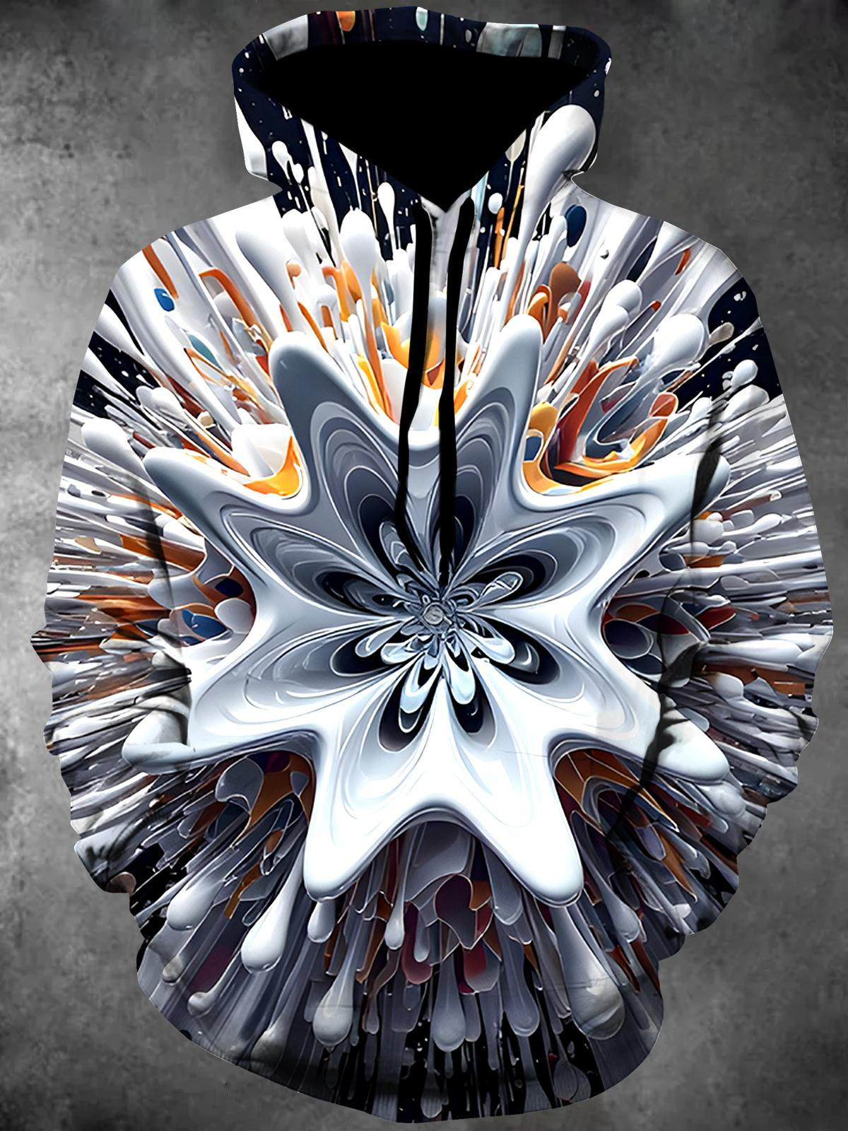 Tie Dye Long Sleeve Hooded Pocket Men's Top