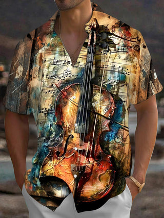 Vintage Violin Men's Pocket Short Sleeve Shirts