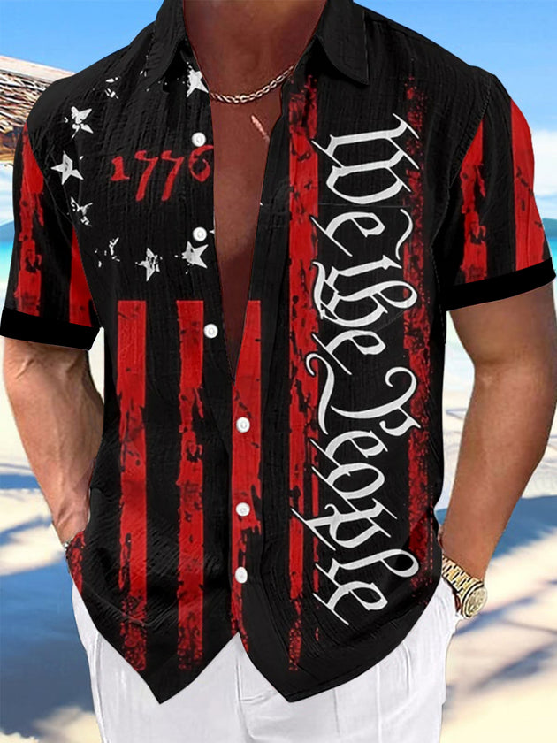 men's patterned sweater shirt front view Independence Day
