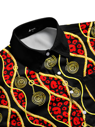 Men's vintage print short sleeve shirt side view