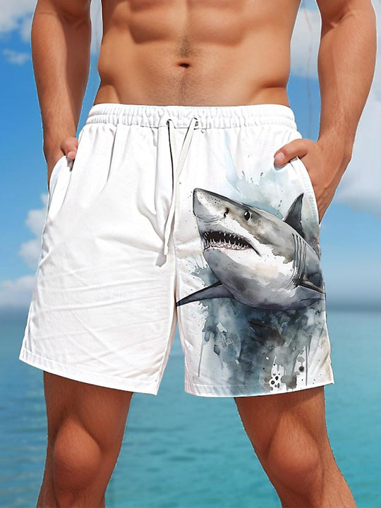 men's shark print casual pants front view