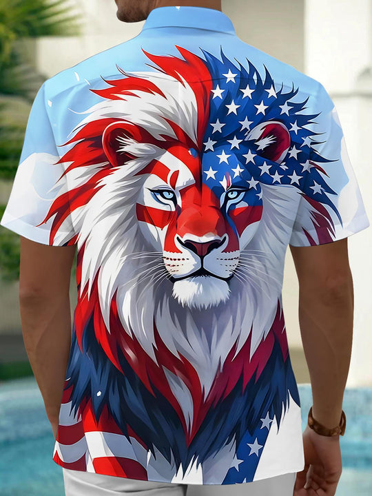 men's patriotic print shirt back view