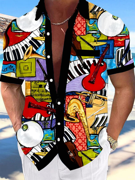 men's patterned sweater shirt front view