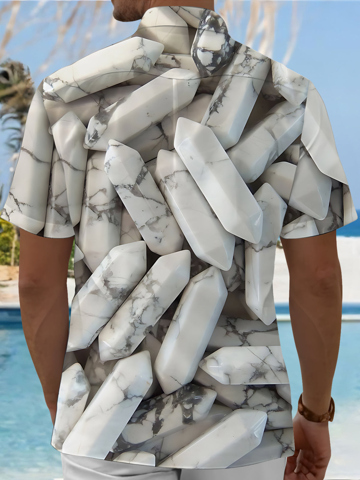 Crystal Print Men's Pocket Short Sleeve Shirts