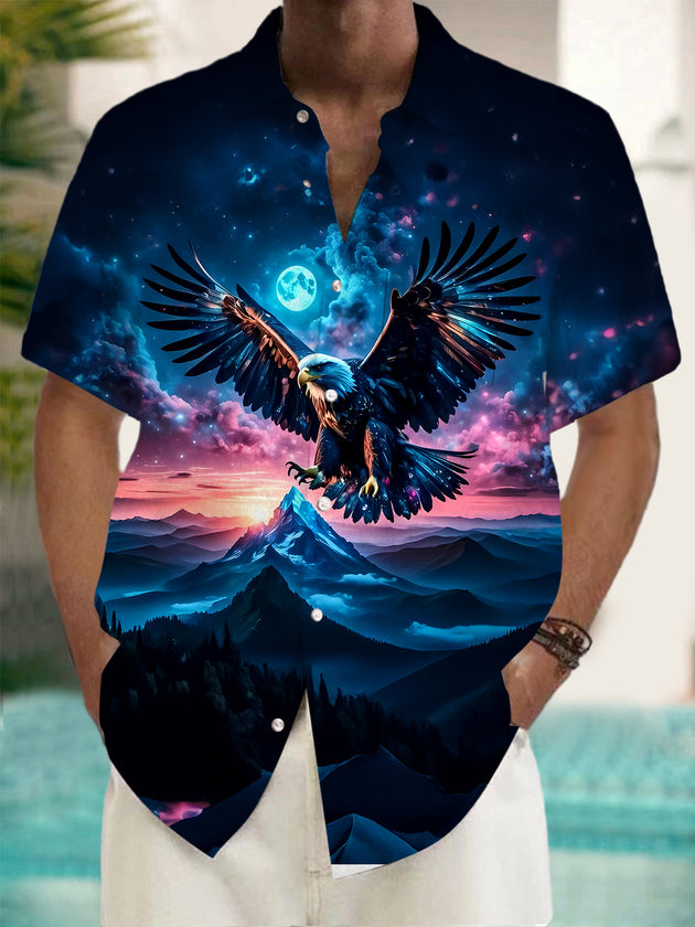 men's eagle print shirt front view