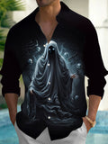 Halloween Ghost Men's Pocket Long Sleeve Shirts