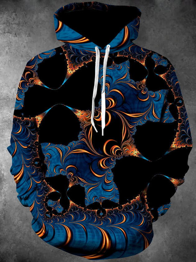 Men's abstract print long sleeve pullover hoodie front view