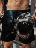 Shark Print Men's Shorts With Pocket