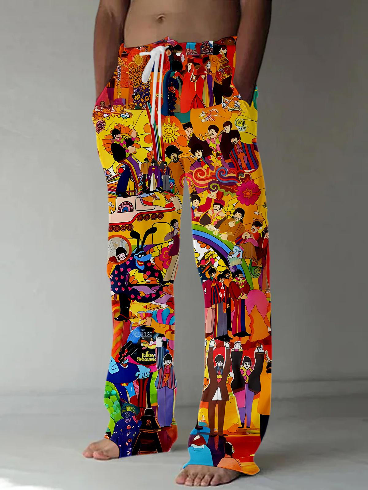 Cartoon Music Men's Casual Elastic Waist Pants