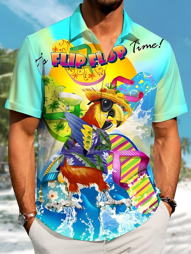 men's Hawaiian shirt front view tropical beach vacation