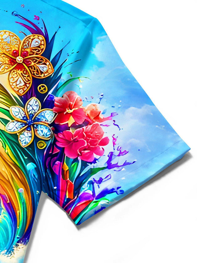 men's Hawaiian shirt close-up short sleeve