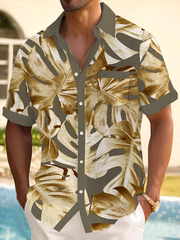 men's Hawaiian shirt front view tropical beach vacation
