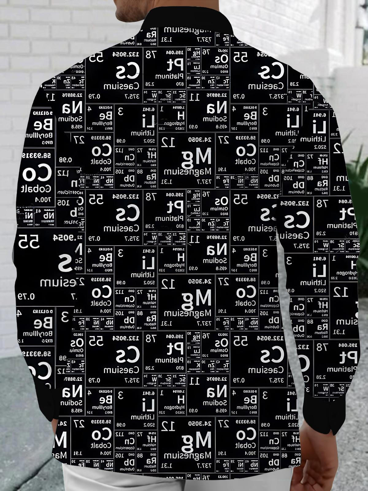 Periodic Table Print Men's Pocket Long Sleeve Shirts