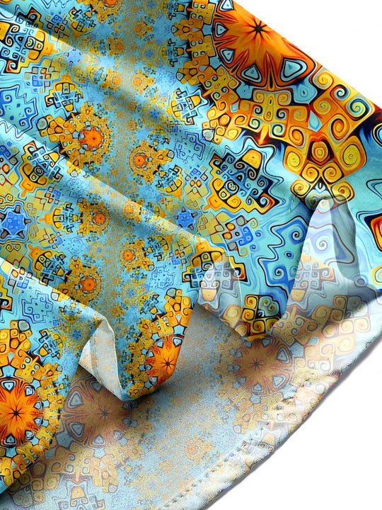 men abstract print short sleeve shirt lifestyle shot