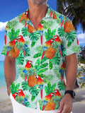 Hawaiian Parrot Plant I Print Men's Pocket Short Sleeve Shirts