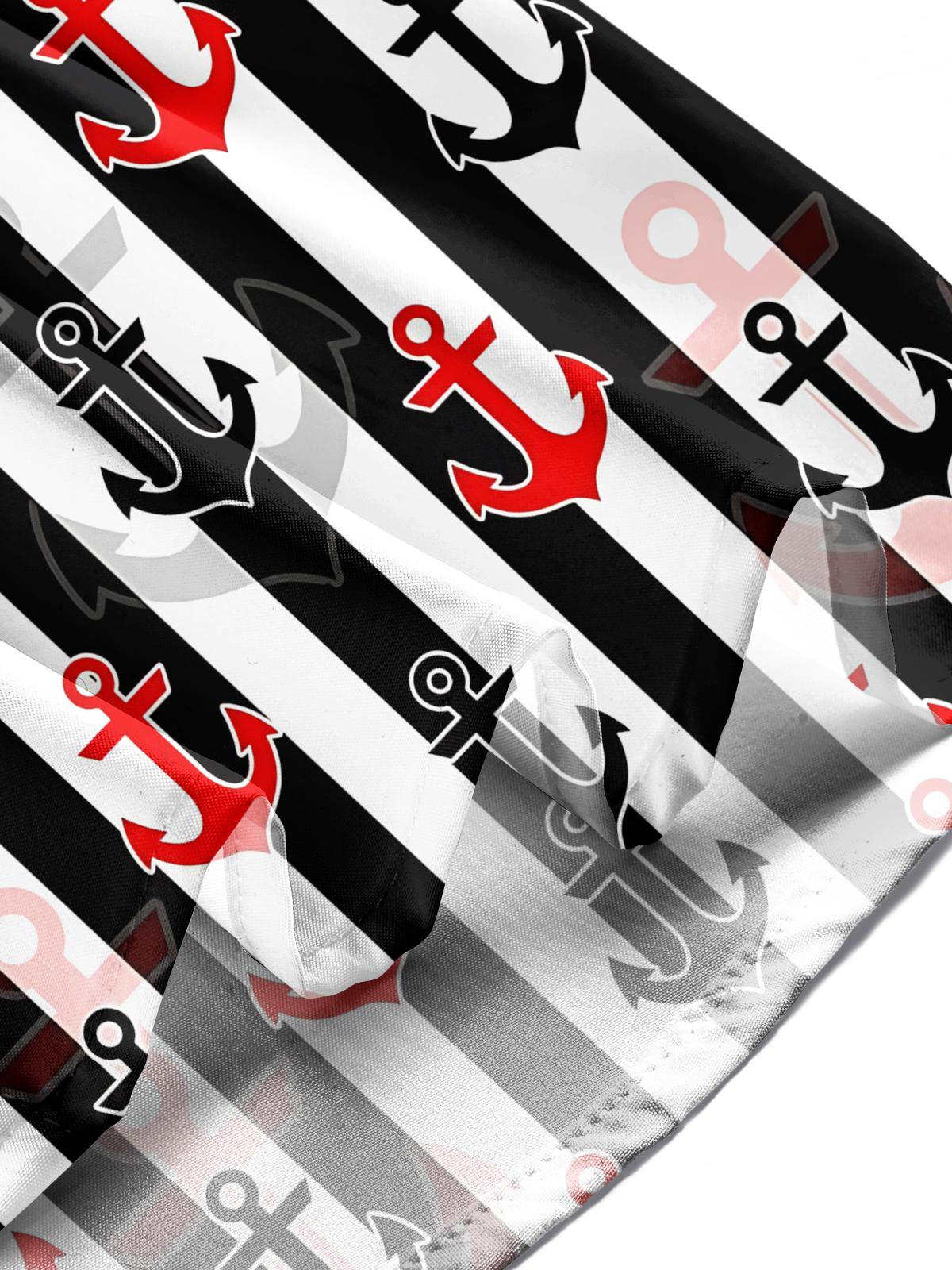 Anchor Print Men's Pocket Short Sleeve Shirts