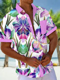 Hawaiian Floral Short Sleeve Men's Shirts With Pocket