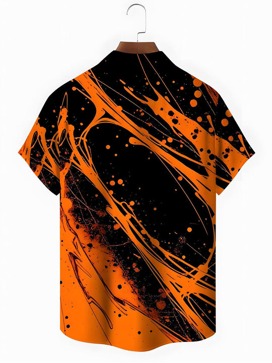 Men's gradient print pocket short sleeve shirt back view