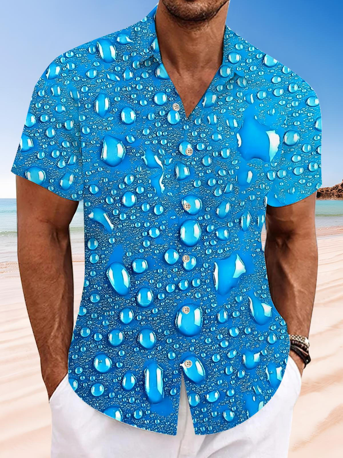 Water Drop Men's Pocket Short Sleeve Shirts