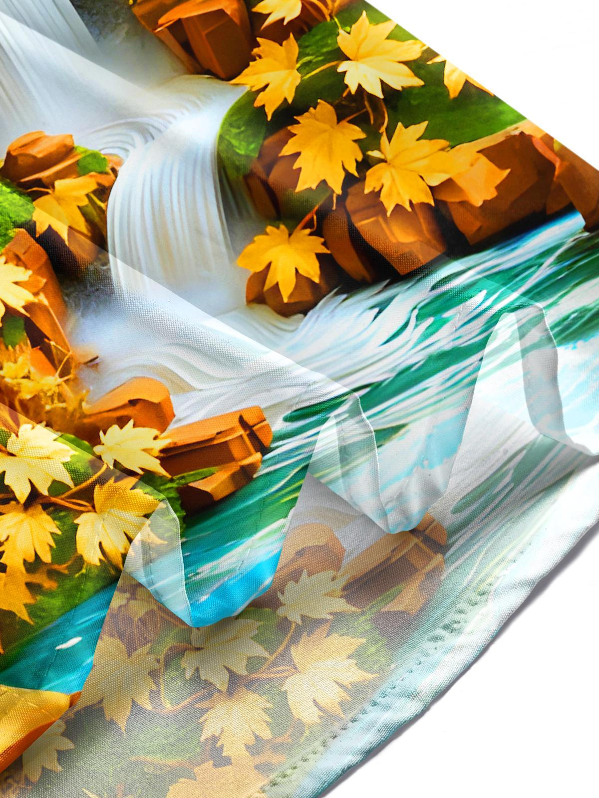 Autumn Maple Tree Waterfall Men's Pocket Short Sleeve Shirts