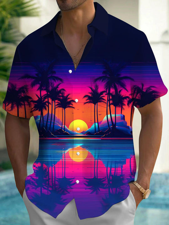 men's Hawaiian shirt front view tropical beach vacation