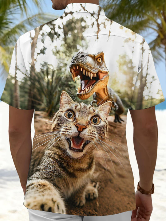 men's kitten pattern shirt back view