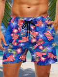 American Flag Firework Men's Shorts With Pocket