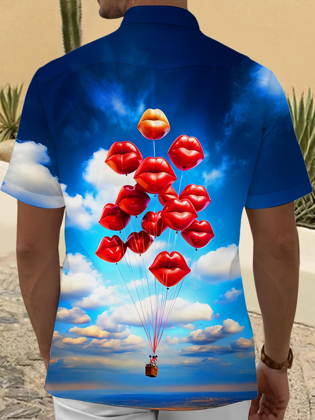 Fun Lip Balloons Men's Pocket Short Sleeve Shirts