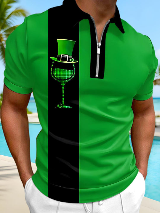 men's zipper graphic shirt front view