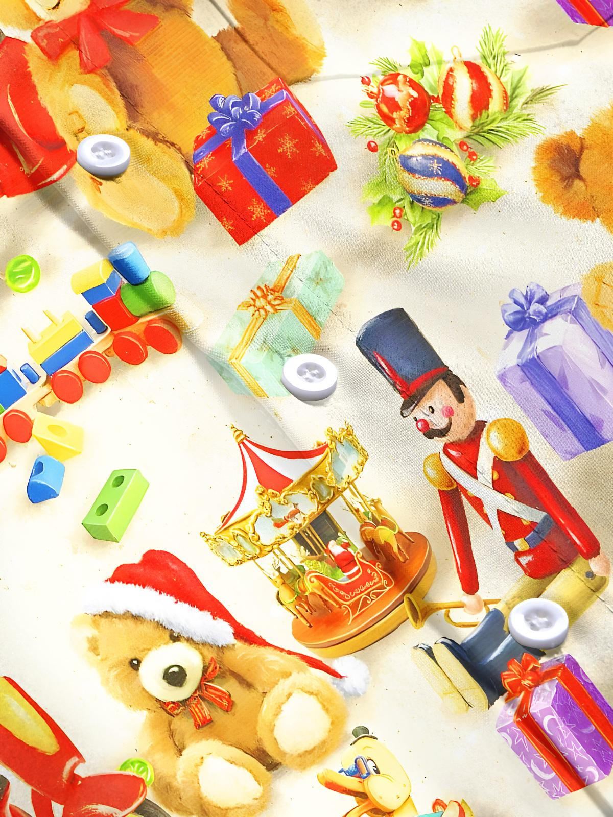 Fun Christmas Plush Bear Toy Gift Xmas Men's Pocket Short Sleeve Shirts