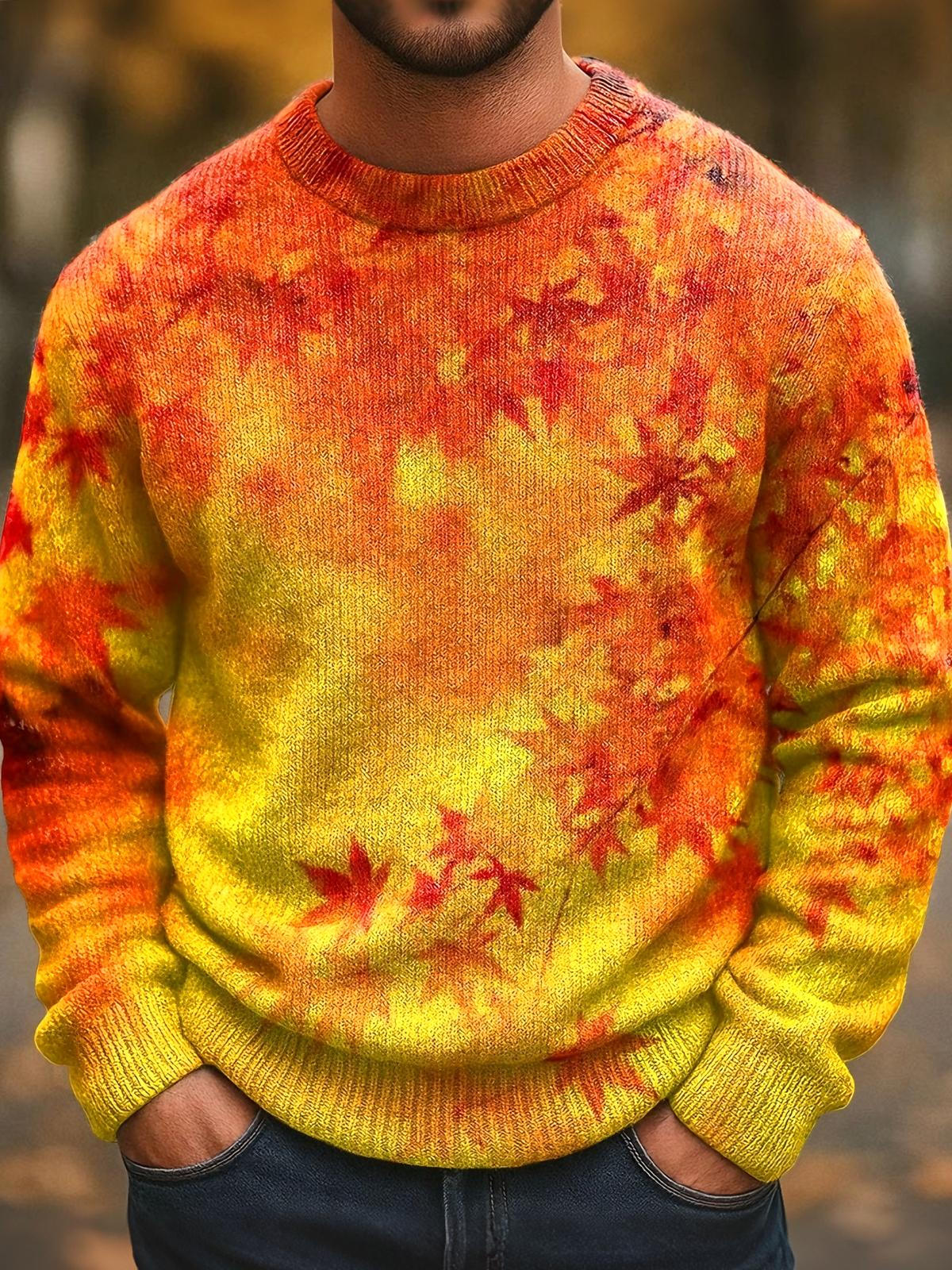 Maple Leaf Men's Long Sleeve Round Neck Tops