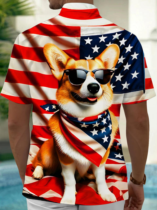 men's patriotic print shirt back view