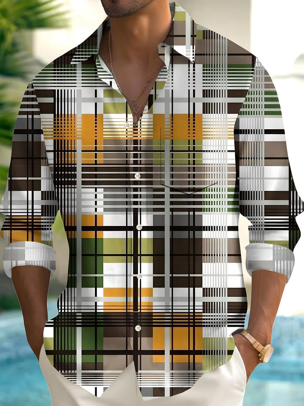 Geometry Men's Pocket Long Sleeve Shirts