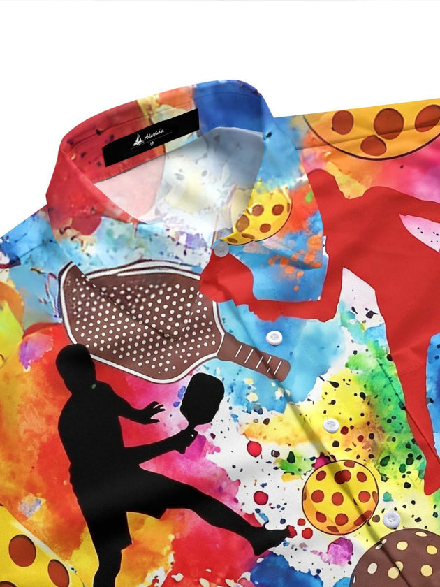 Pickleball Print Men's Pocket Short Sleeve Shirts