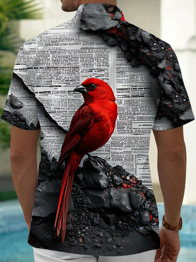men's red shirt back view