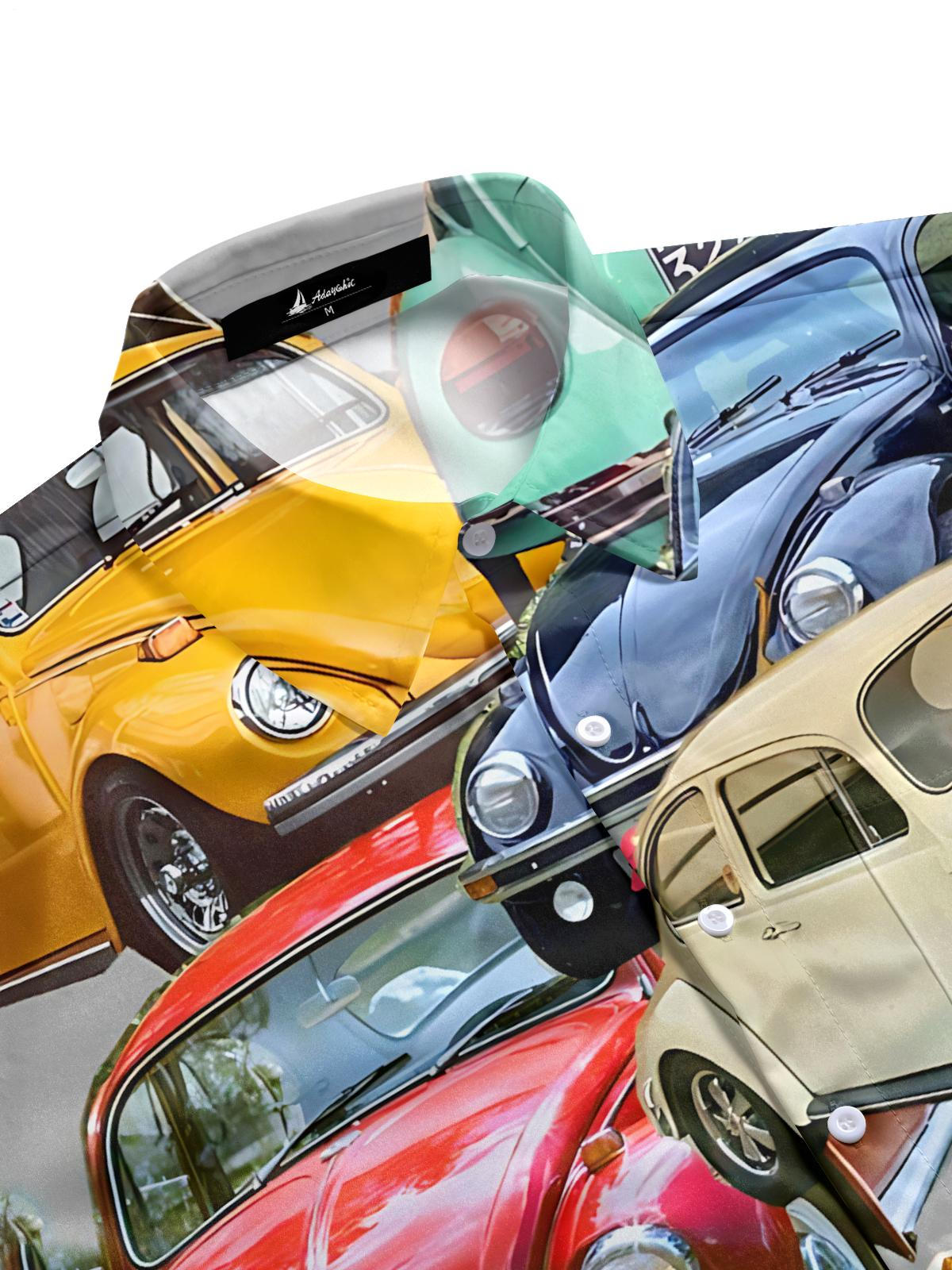 Car Print Men's Pocket Short Sleeve Shirts