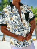 Hawaiian Floral Print Men's Pocket Short Sleeve Shirts