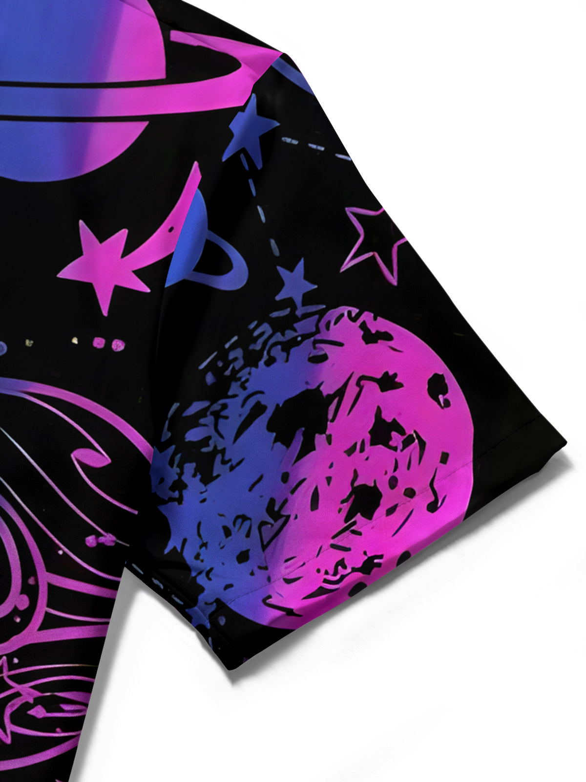 Rainbow Universe Planet Print Men's Pocket Short Sleeve Shirts