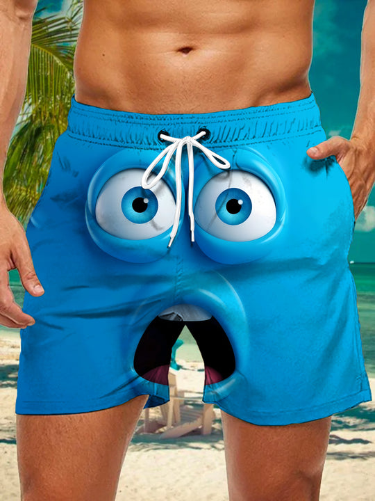 men's casual shorts with funny print design front view