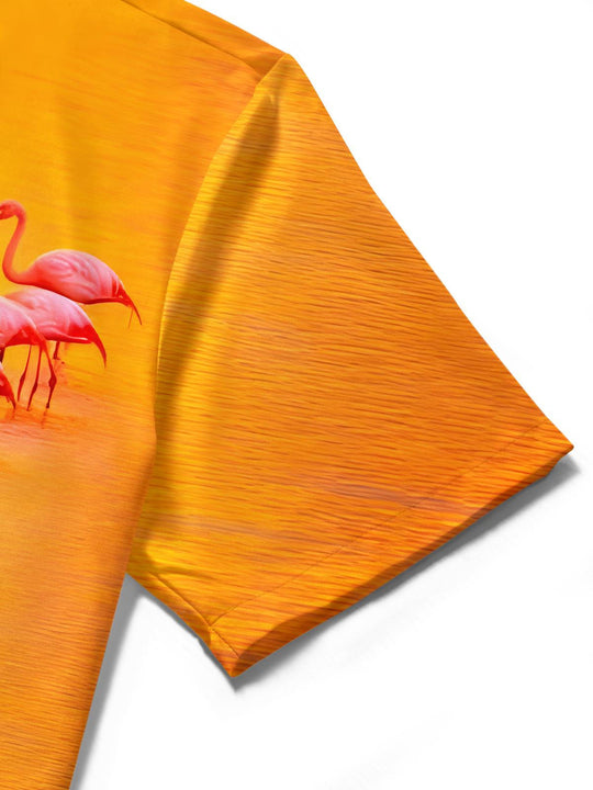 men's flamingo print shirt summer vacation