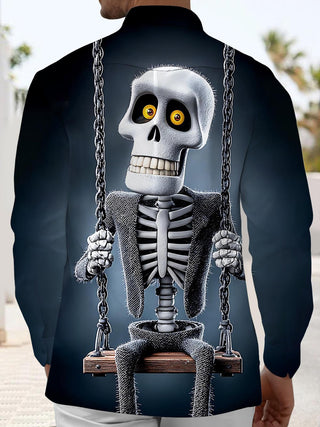 Men skull print long sleeve shirt back view