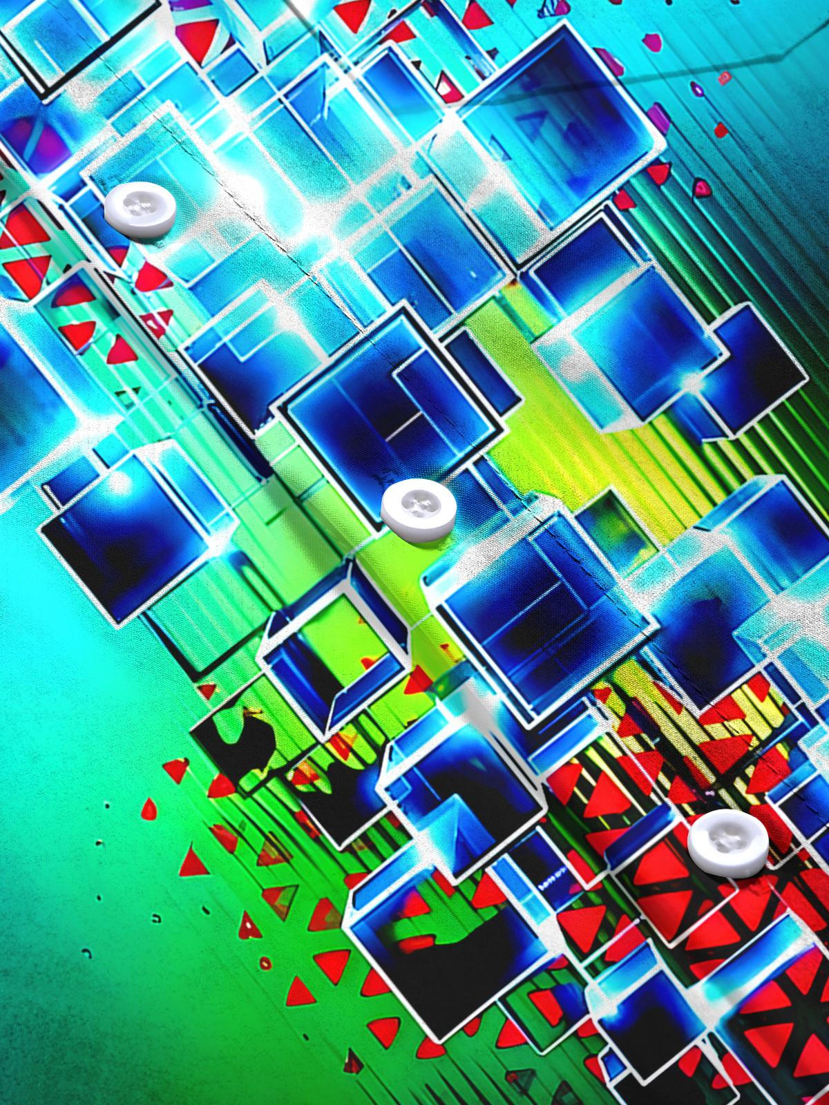 Tie Dye Geometry Men's Pocket Long Sleeve Shirts