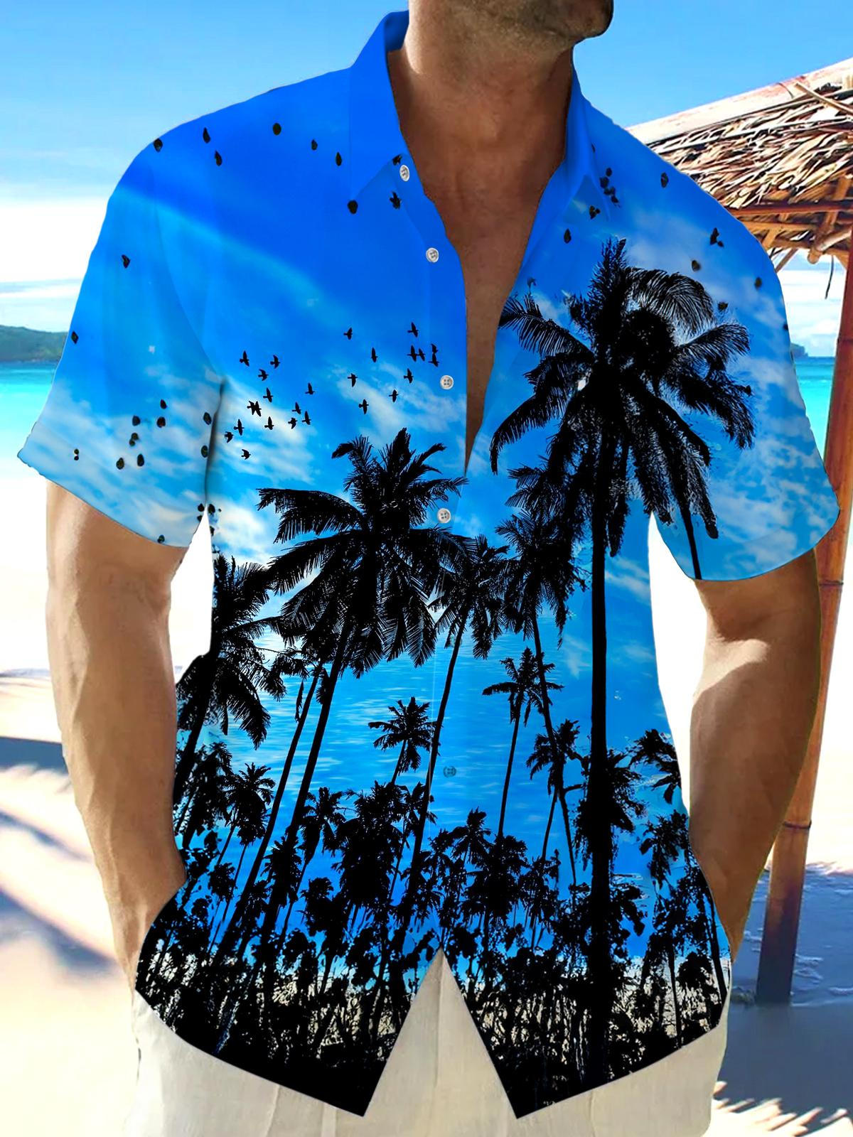 Coconut Tree Men's Pocket Short Sleeve Shirts