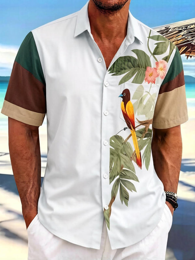 men's Hawaiian shirt front view tropical beach vacation