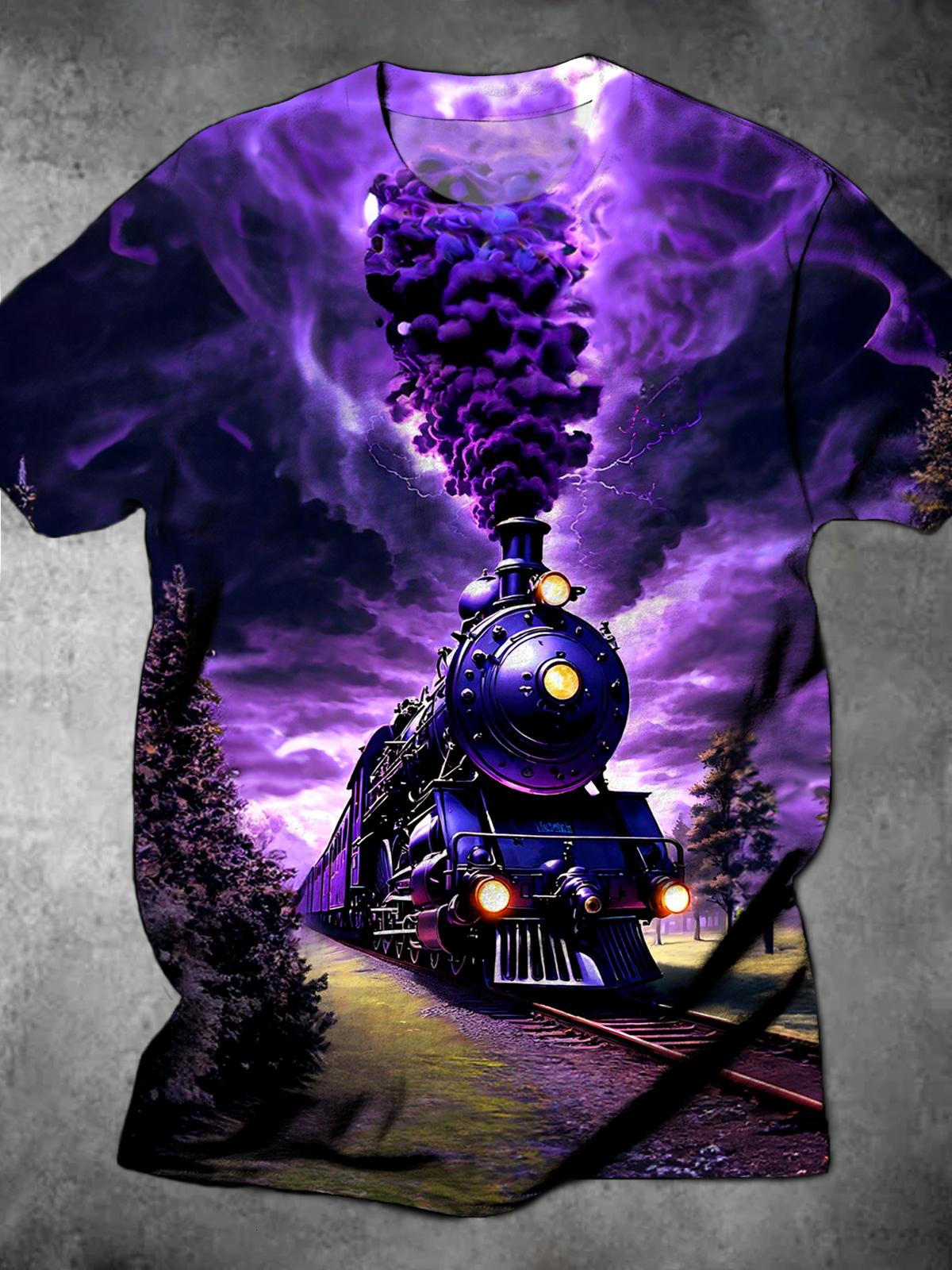 Train Round Neck Short Sleeve Men's T-shirt