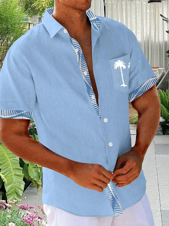 men's Hawaiian shirt front view tropical beach vacation
